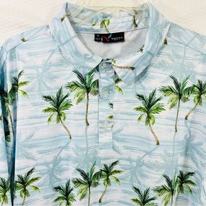 Yatta Golf Polo Shirt Mens XL Palm Tree All Over Print Performance Adult